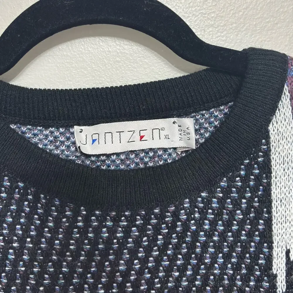 Vintage Jantzen Geometric Print Grandpa Sweater - Size XL